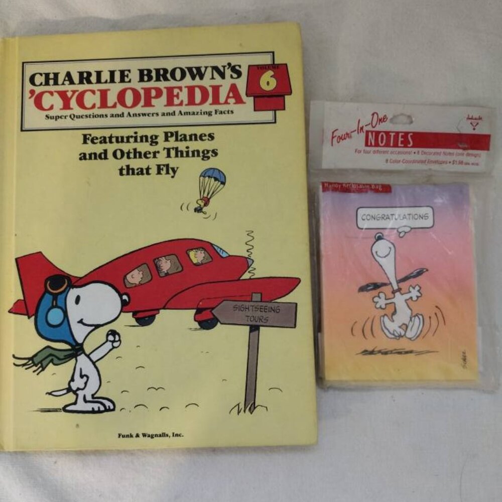 LOT OF 2 Vintage Peanuts Snoopy Items Book & Note Cards